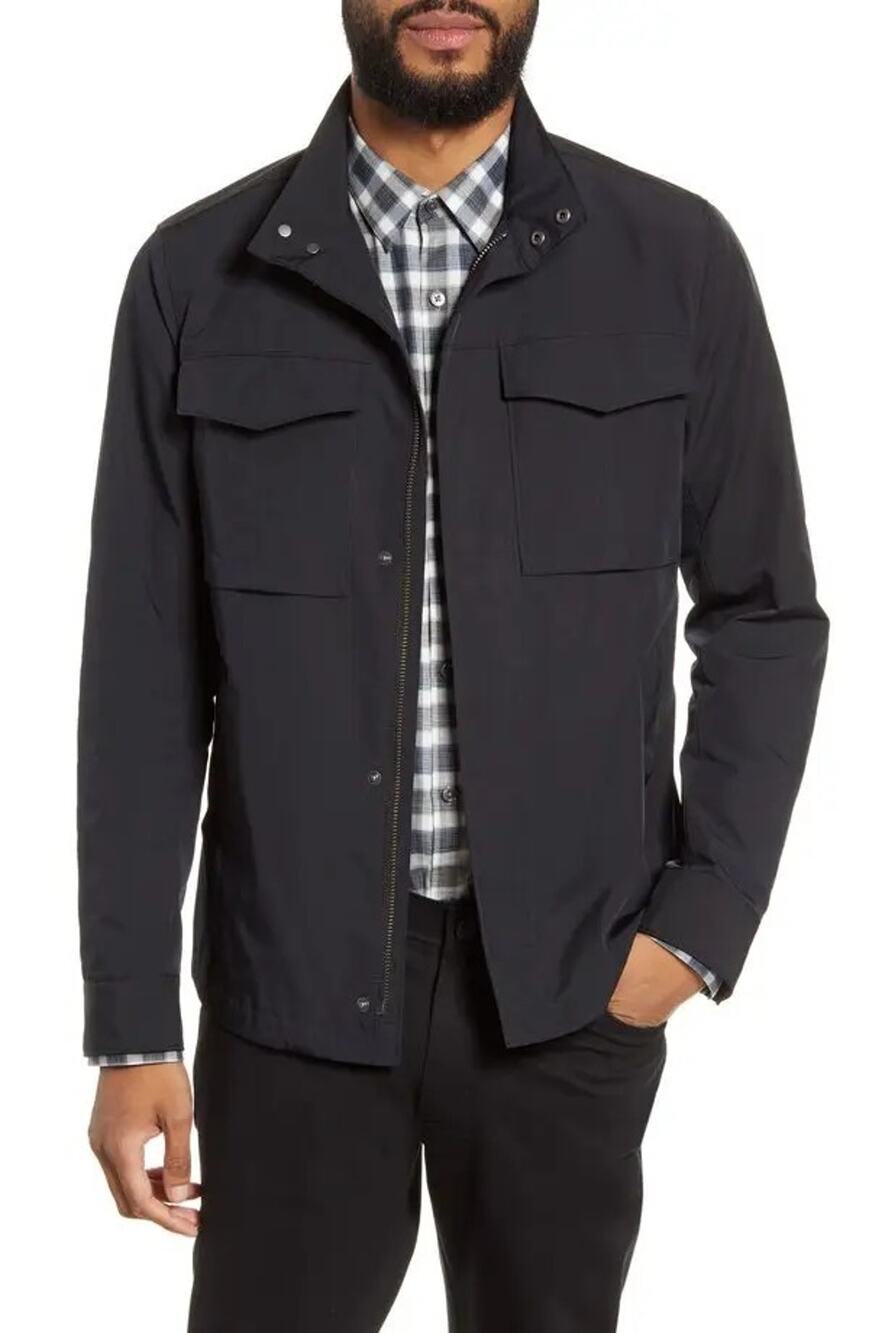 Theory Yost N Fuel Stand Collar Field Jacket S Black Utility Minimalist Cargo